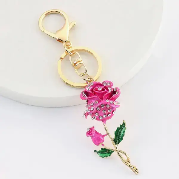 Creative cute rhinestone rose keychain, Canadian Online Jewelry, accessories and plush toy store