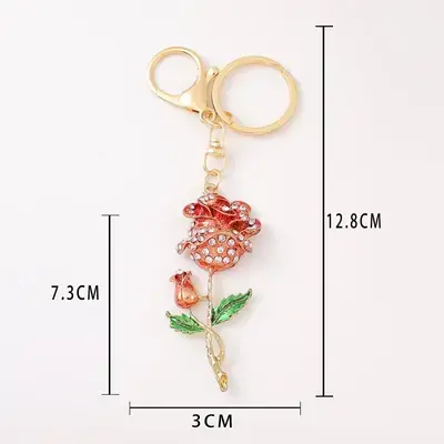 Creative cute rhinestone rose keychain,AllCute.ca