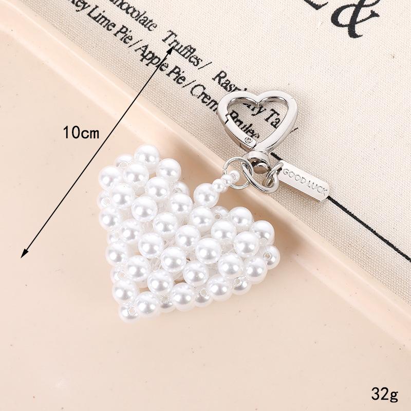 Creative new handmade woven pearl heart decorative bag charm,allcute.ca