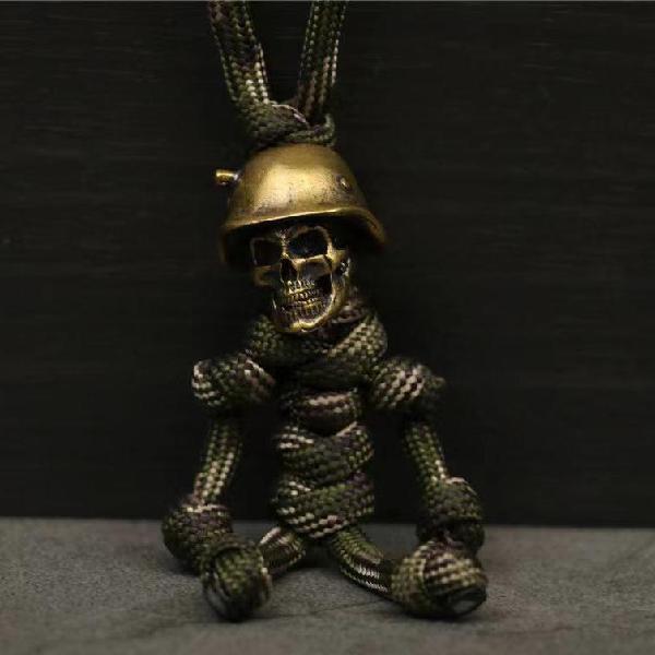 Unique and creative brass-look skull soldier keychain, Canadian Online Jewelry, accessories and plush toy store