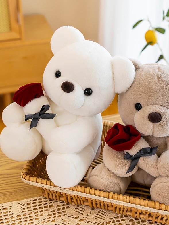 Rose teddy bear plush toy for girls Valentines Day gift,AllCute.ca