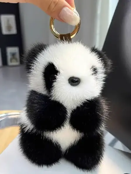 Super soft Imitation mink fur panda car keychain pendant, Canadian Online Jewelry,Accessories & Plush Toy Store