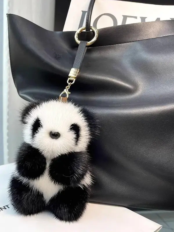 Super soft Imitation mink fur panda car keychain pendant,AllCute.ca
