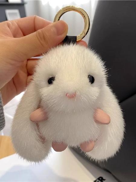 Cute bunny imitation mink fur car keychain and bag pendant, Canadian Online Jewelry,Accessories & Plush Toy Store
