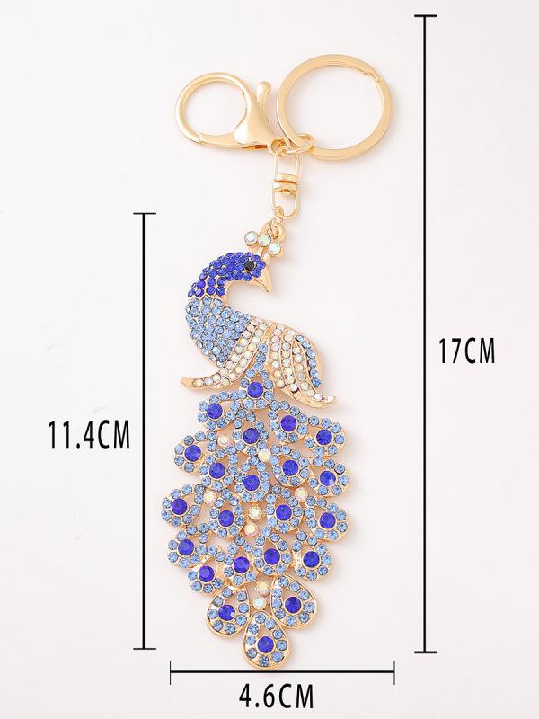 Creative and fashionable exquisite rhinestone peacock keychain,AllCute.ca