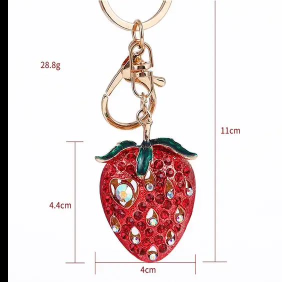 Cute Strawberry Metal Rhinestone Keychain Jewelry,AllCute.ca