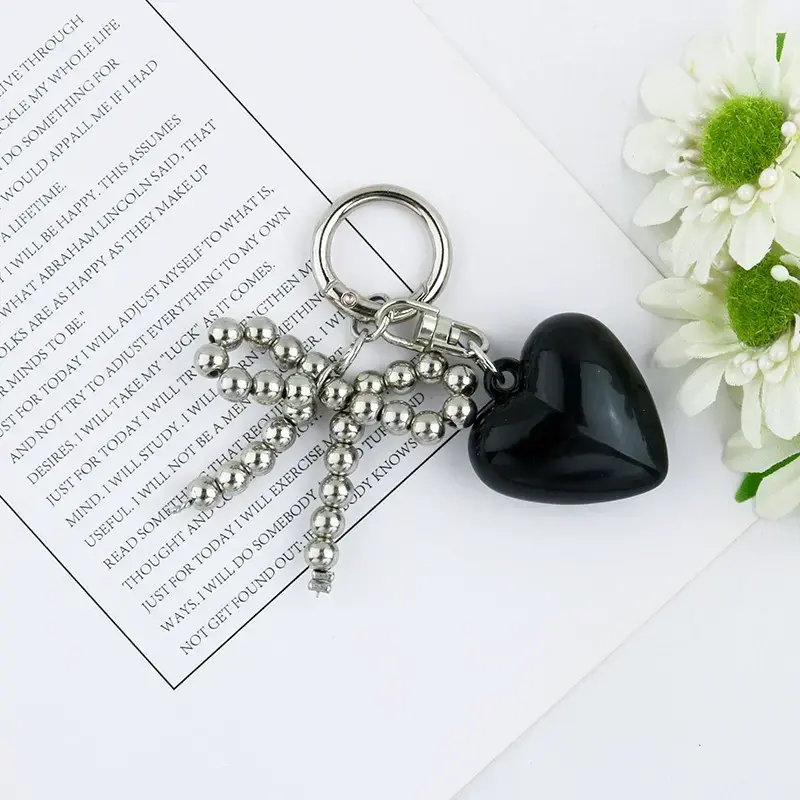 Love Pearl Bow Resin Beaded Keychain or phone case Decoration,AllCute.ca