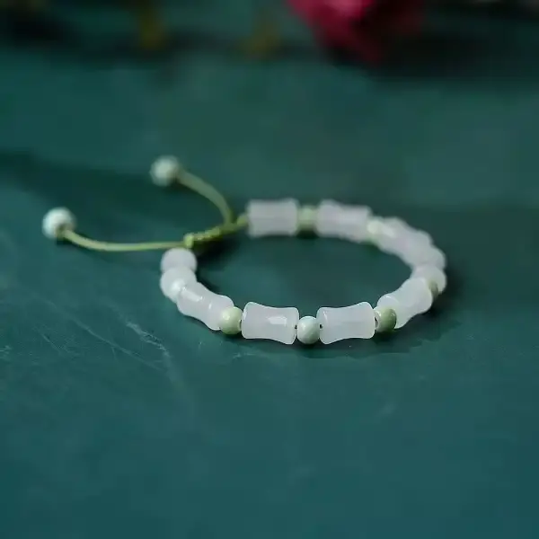 Adjustable Bamboo Shape Imitation Jade Beaded Bracelet,AllCute.ca