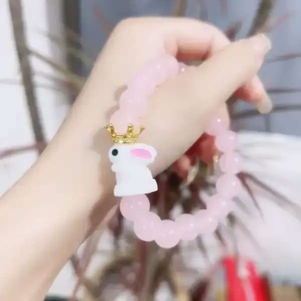Pink Fashion Crystal Rabbit Beaded Bracelet for girlfriends,AllCute.ca