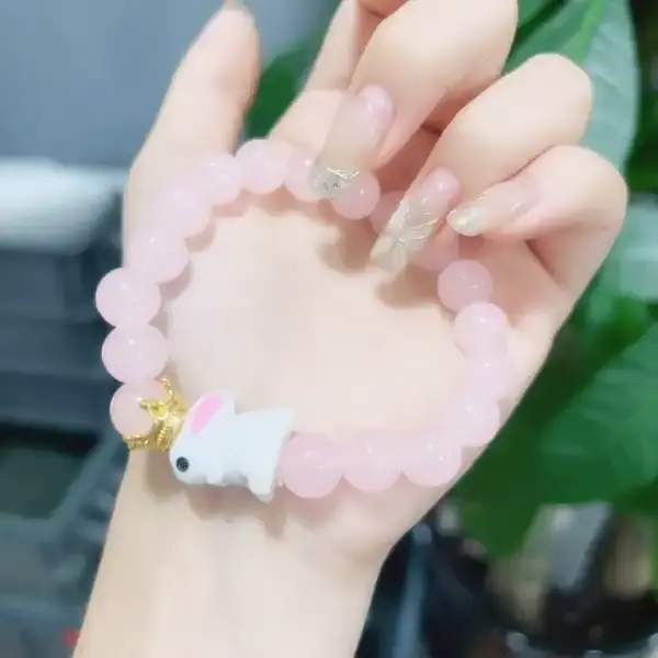 Pink Fashion Crystal Rabbit Beaded Bracelet for girlfriends,AllCute.ca