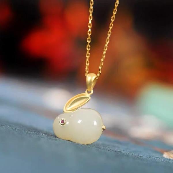 Lucky Jade Rabbit Necklace, Canadian Online Jewelry,Accessories & Plush Toy Store