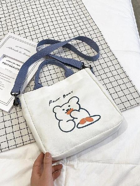 Fashion pattern one-shoulder canvas crossbody bag, Canadian Online Jewelry, accessories and plush toy store
